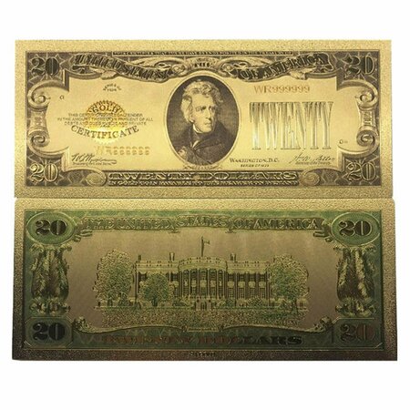 ENDLESS GAMES New 20 Dollar Bill 24k Gold Art Collectibles Plated Fake Banknote Currency for Decoration EN3289629